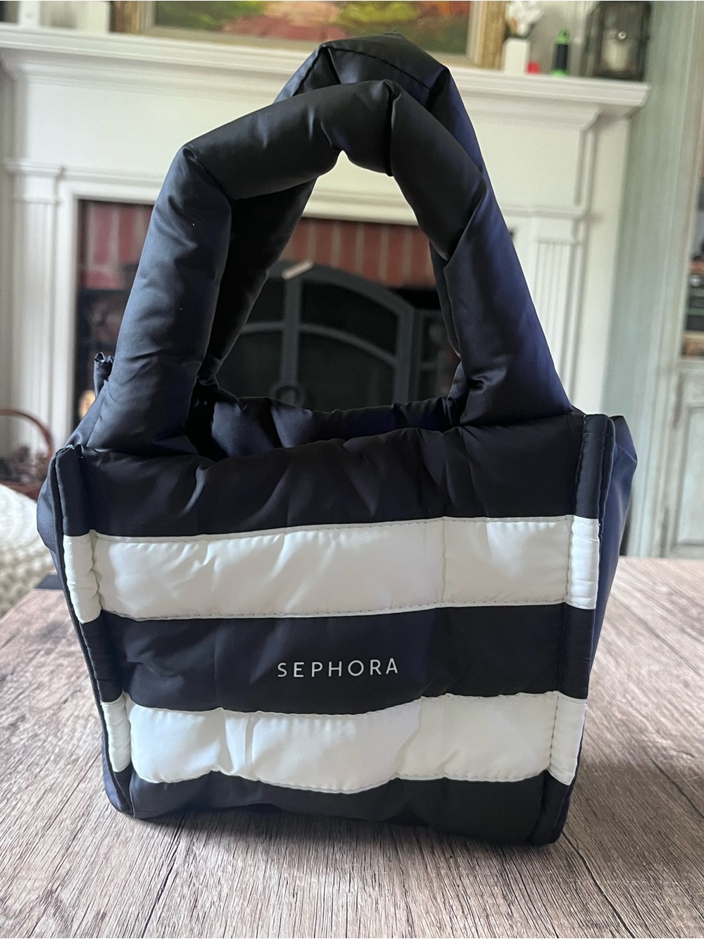 Sephora Black and White Striped Mini Puffer Bag - Picture 3 of 7